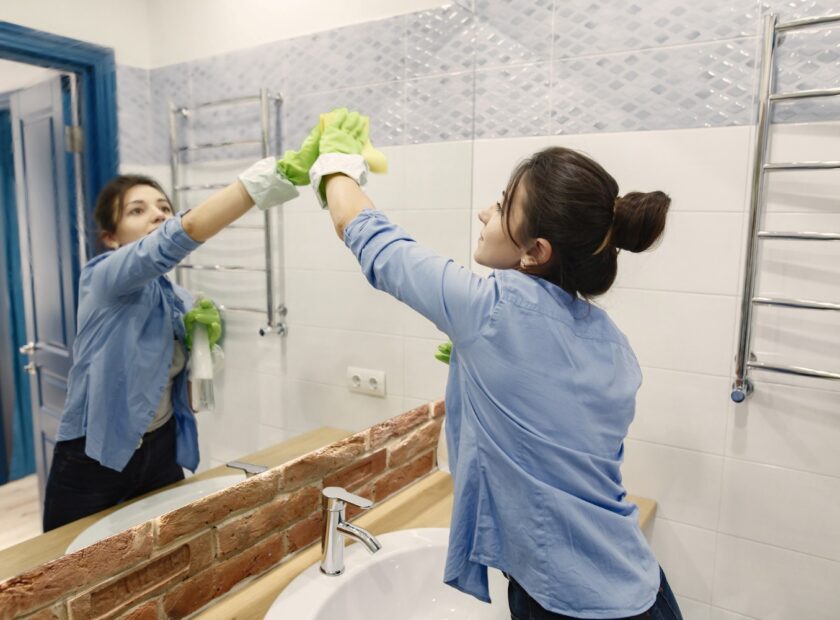 housewife-woking-home-lady-blue-shirt-woman-bathroom